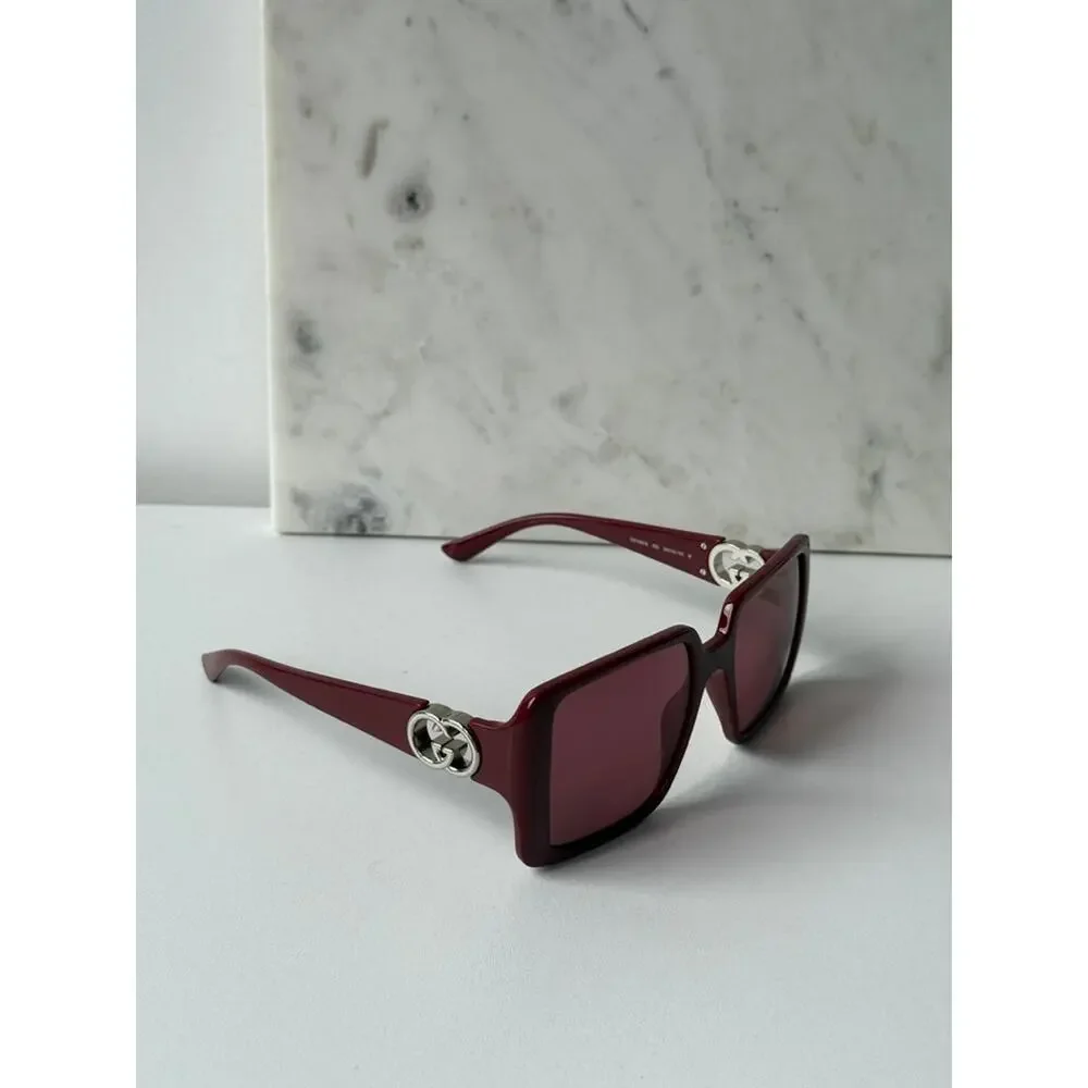 NEW Gucci GG1692SA Burgundy Square Mirror Lens Sunglasses